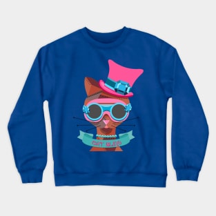 Funky Steampunk Cat Bling Crewneck Sweatshirt